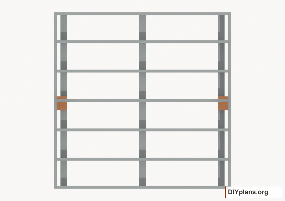 Install the loft bearing blocks. Current components orange; earlier work gray.