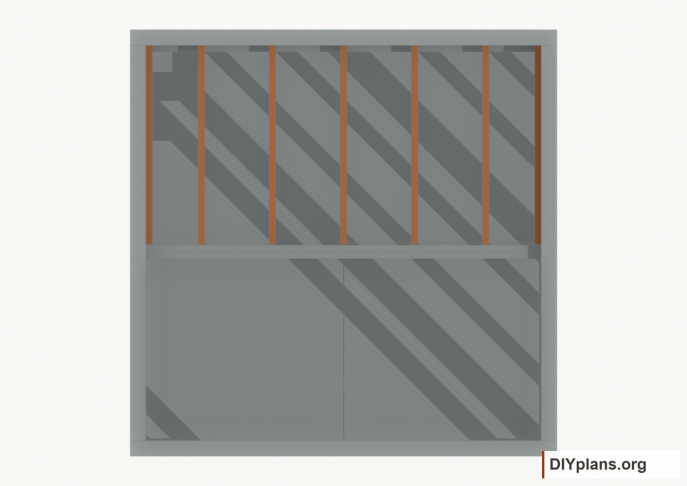 Install the loft joists. Current components orange; earlier work gray.