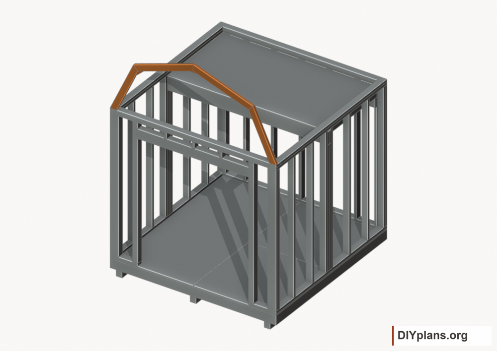 Raise the front end roof frame. Current components orange; earlier work gray.