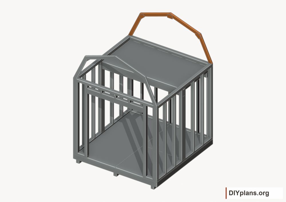 Raise the rear end roof frame. Current components orange; earlier work gray.