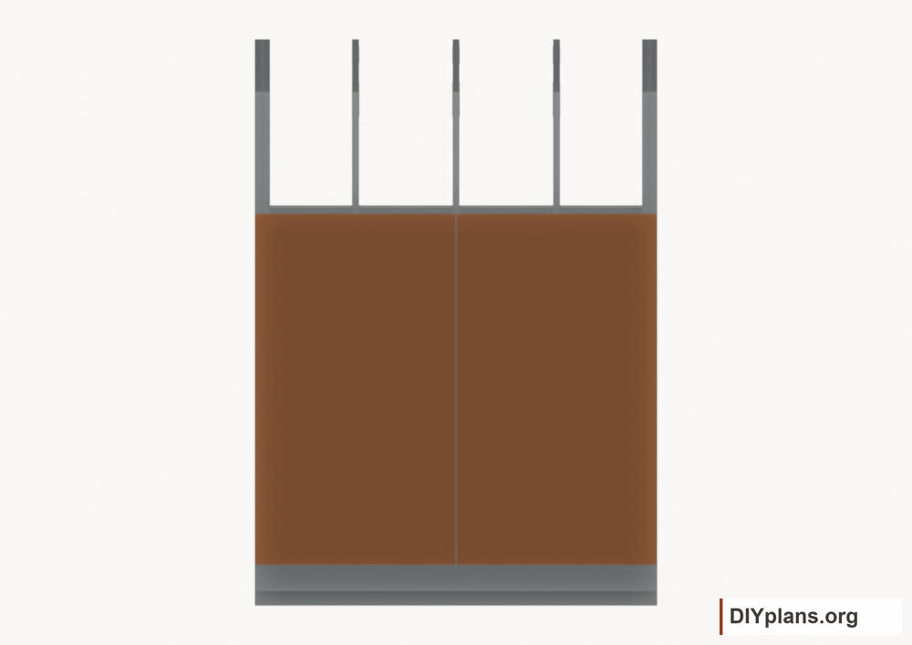 Fasten the left wall siding. Current components orange; earlier work gray.