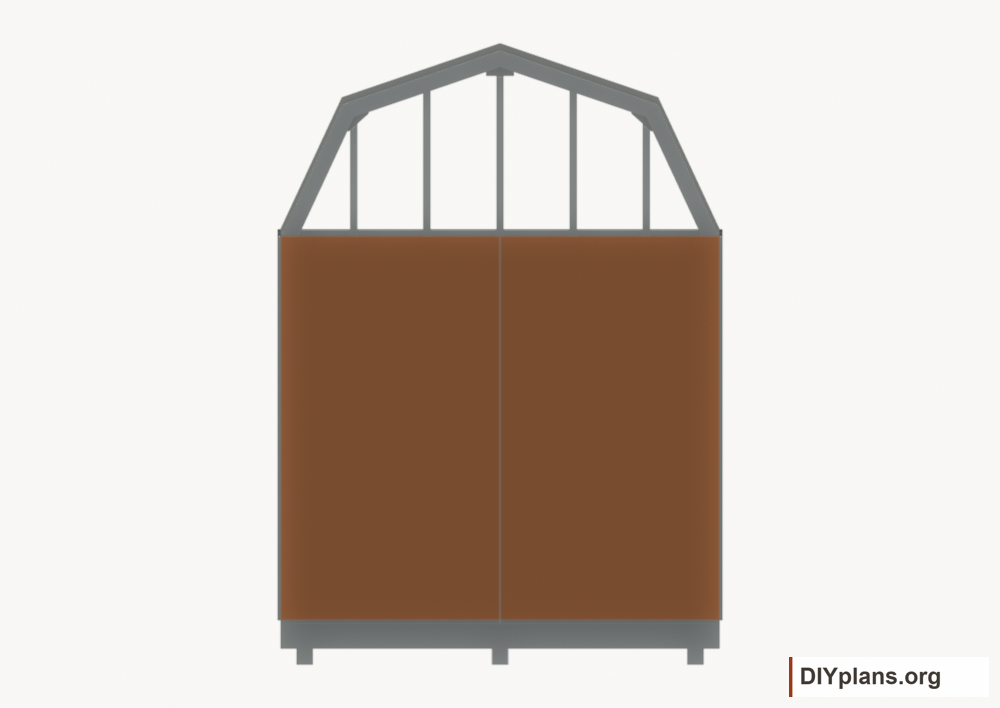 Fasten the rear wall siding. Current components orange; earlier work gray.