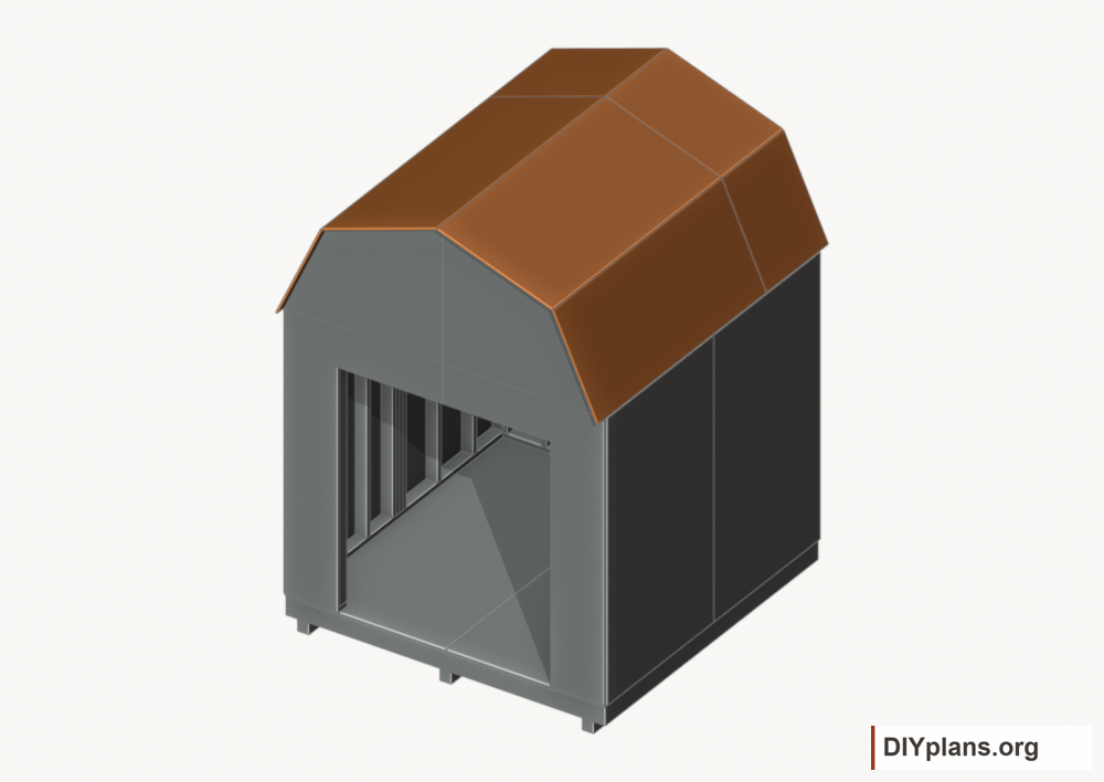 Fasten the roof sheathing. Current components orange; earlier work gray.