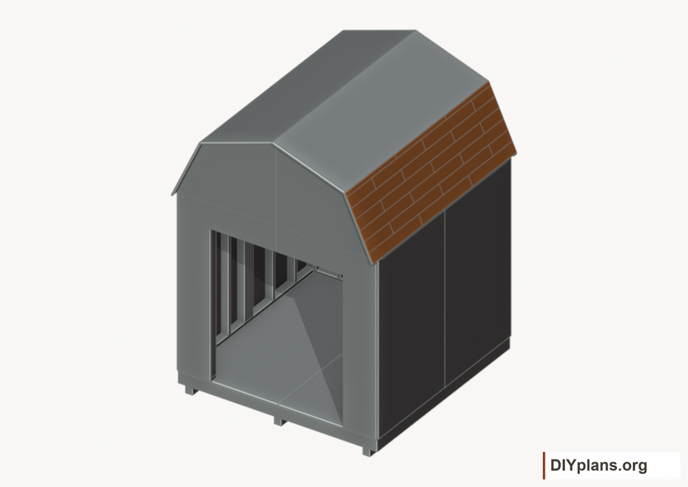 Shingle the lower roof facets. Current components orange; earlier work gray.