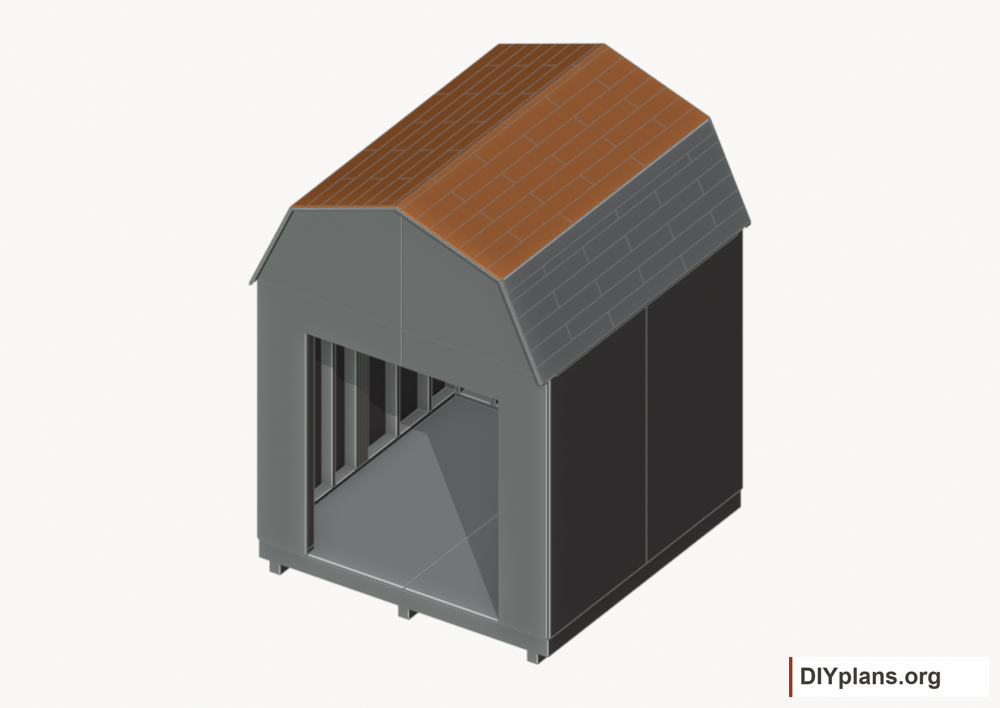 Shingle the upper roof facets. Current components orange; earlier work gray.