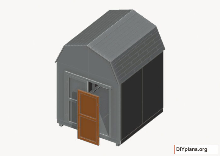 Build and hang the right door. Current components orange; earlier work gray. Movement.