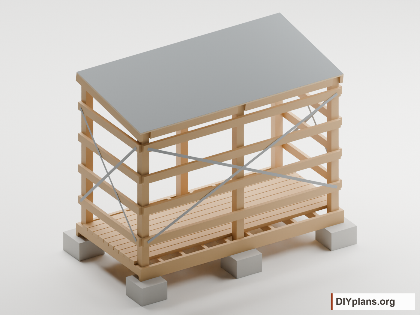Rear overview of the firewood shed.