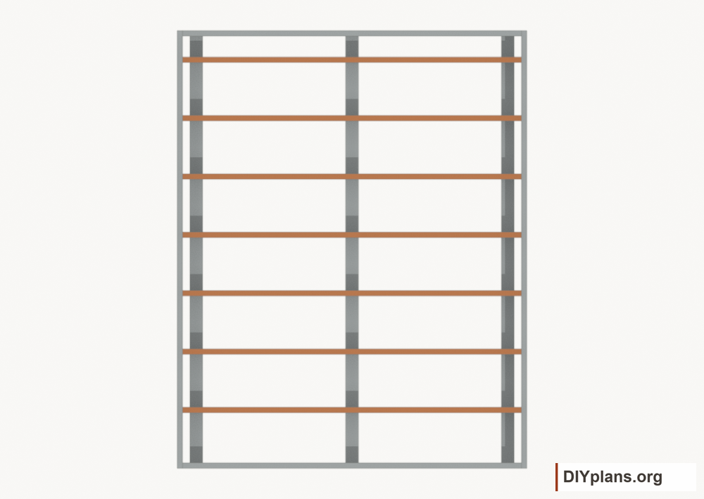 Install the floor joists. Current components orange; earlier work gray.