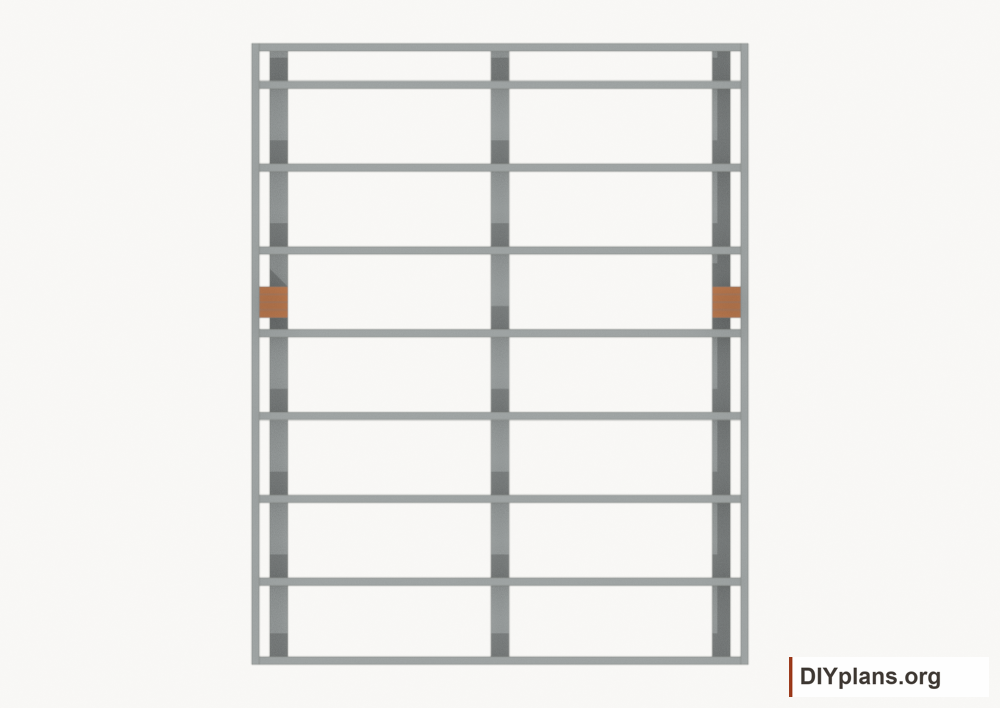 Install the loft bearing blocks. Current components orange; earlier work gray.