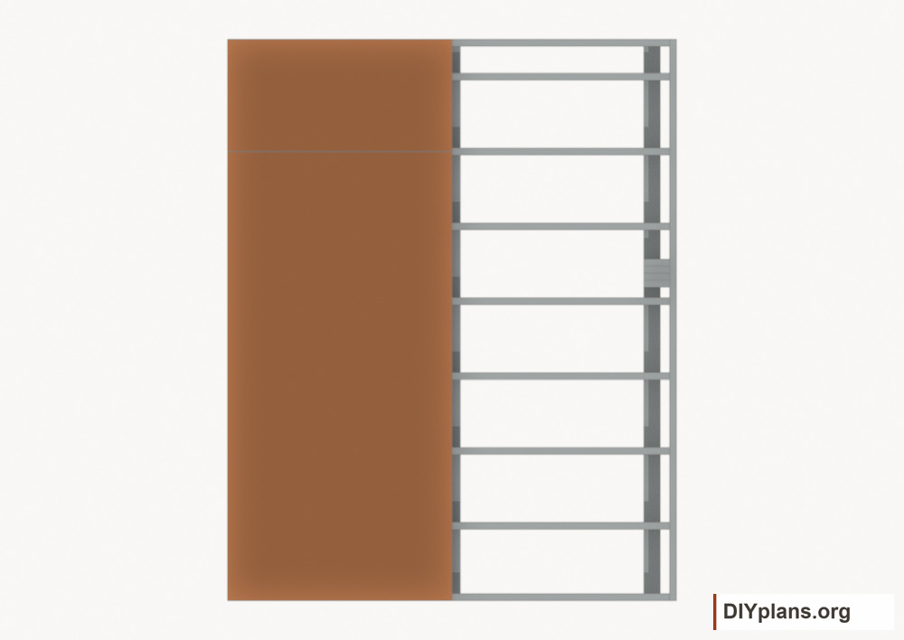 Lay floor strip 1. Current components orange; earlier work gray.