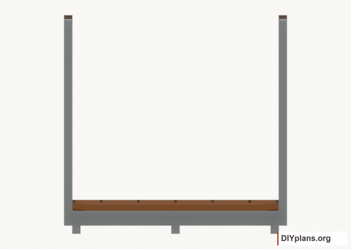 Assemble and raise the rear wall. Current components orange; earlier work gray. Movement.