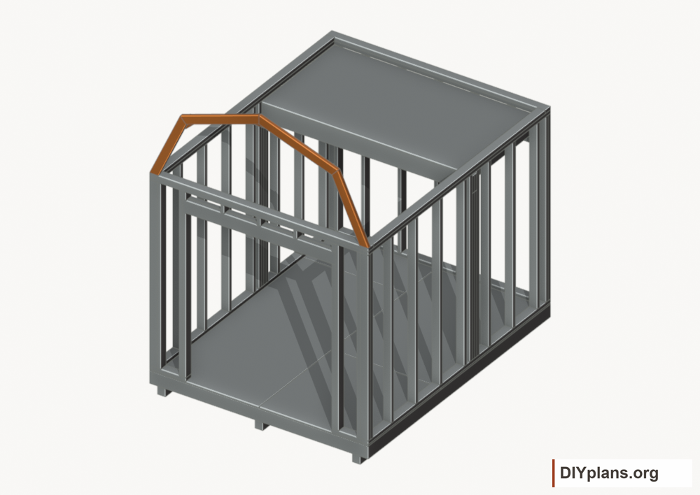 Raise the front end roof frame. Current components orange; earlier work gray.