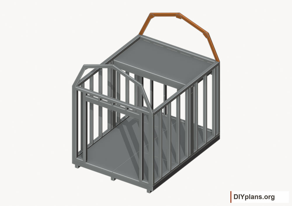 Raise the rear end roof frame. Current components orange; earlier work gray.