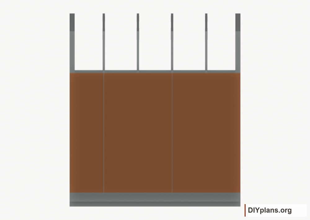 Fasten the left wall siding. Current components orange; earlier work gray.