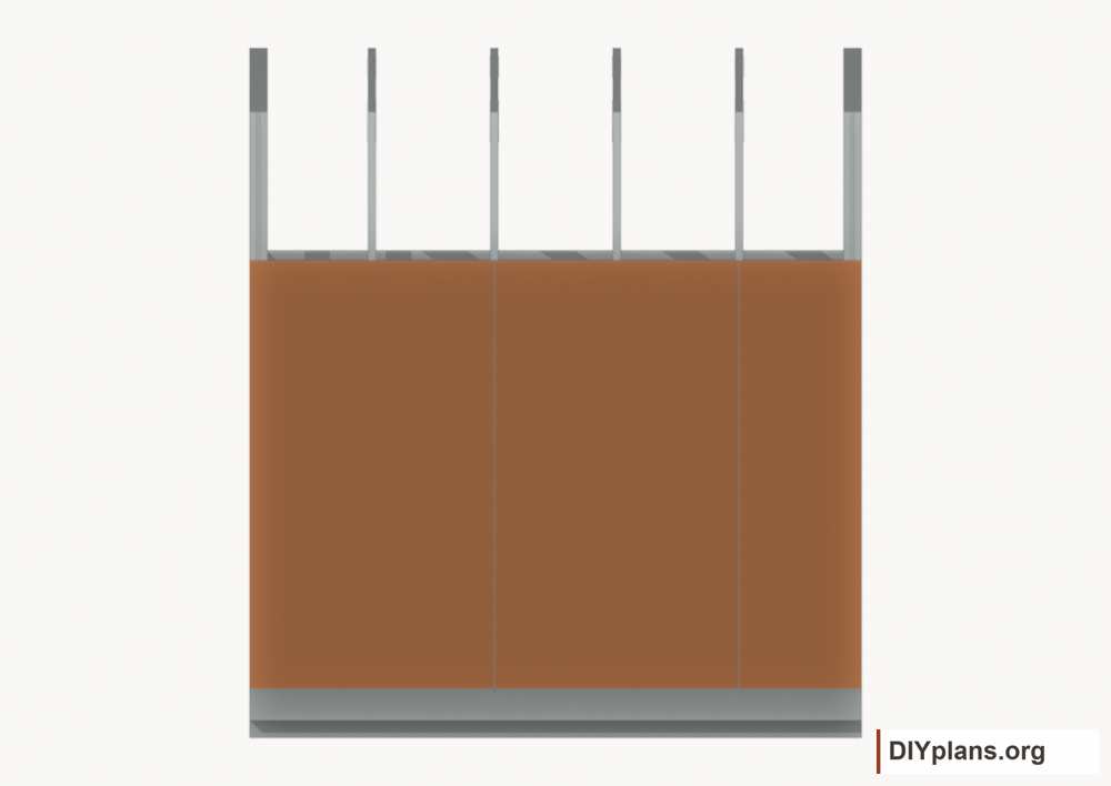 Fasten the right wall siding. Current components orange; earlier work gray.