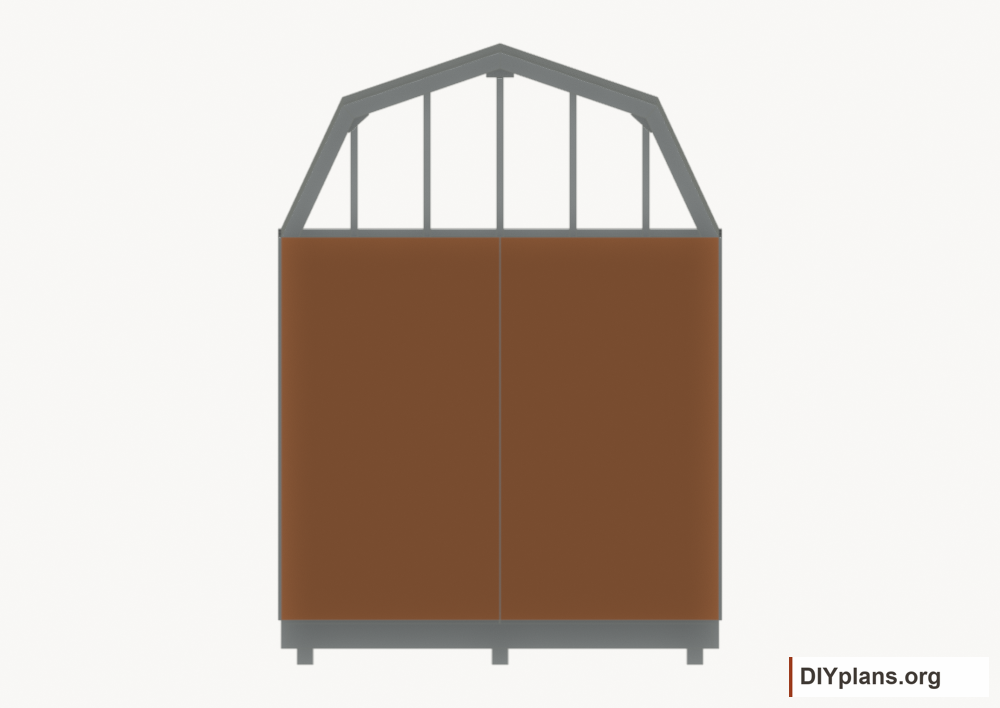 Fasten the rear wall siding. Current components orange; earlier work gray.