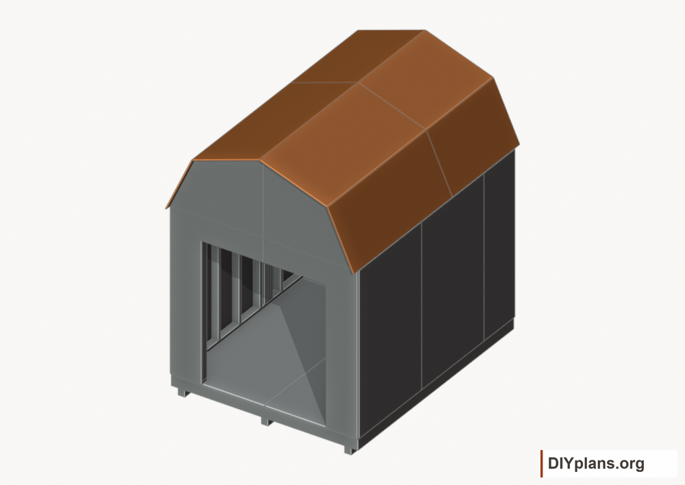 Fasten the roof sheathing. Current components orange; earlier work gray.