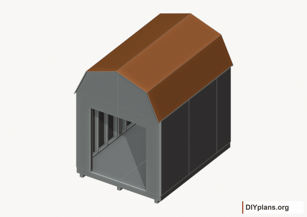 Lay the roof underlayment. Current components orange; earlier work gray.