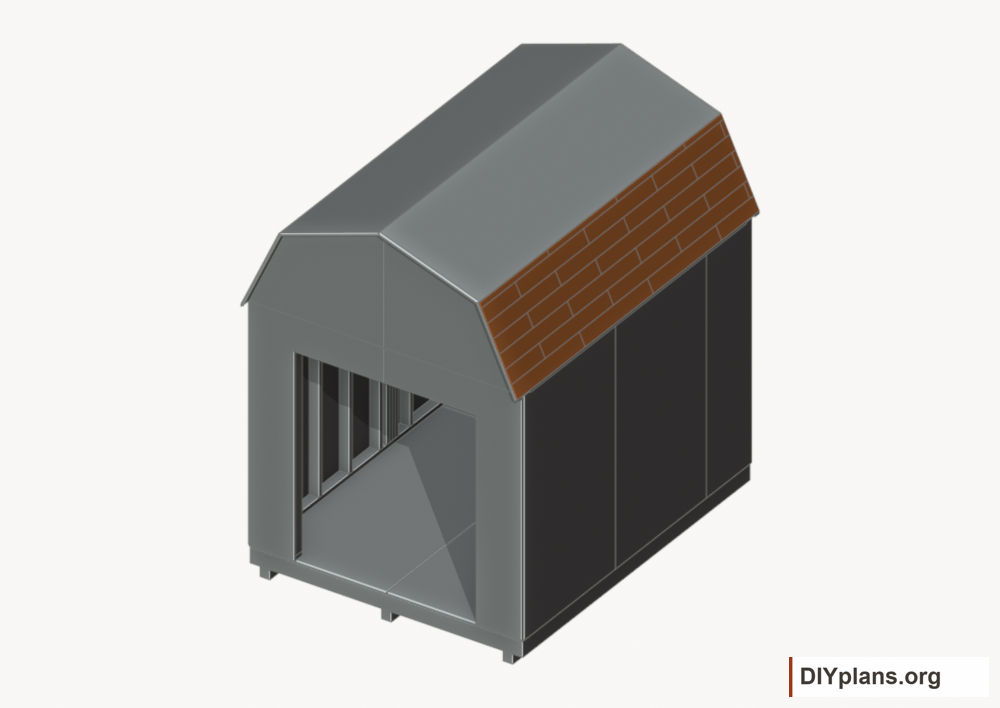 Shingle the lower roof facets. Current components orange; earlier work gray.