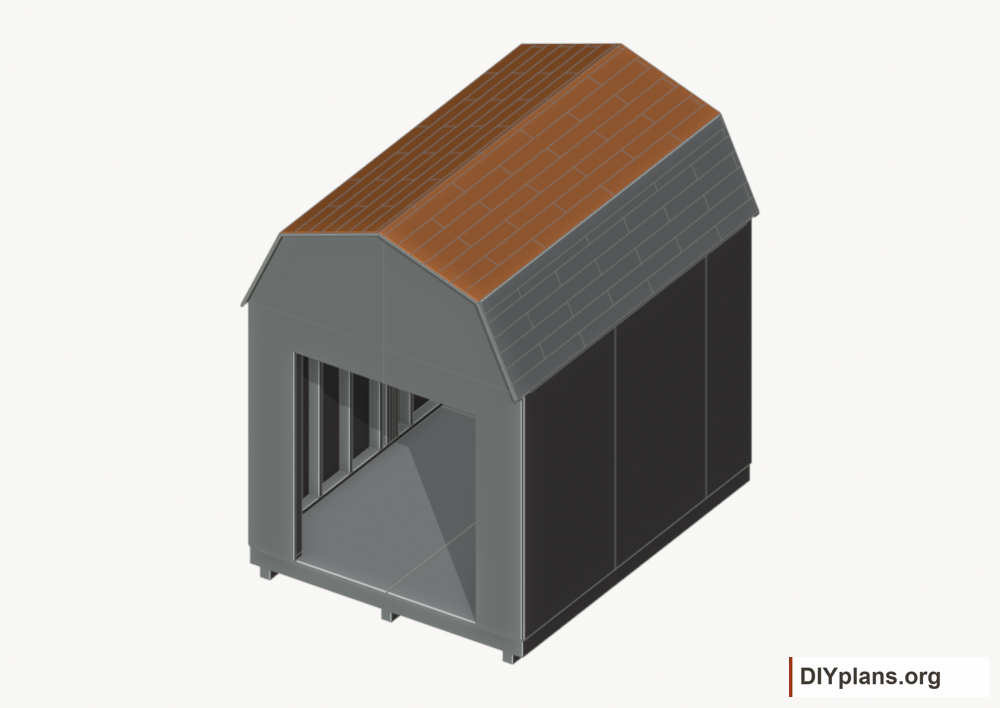 Shingle the upper roof facets. Current components orange; earlier work gray.