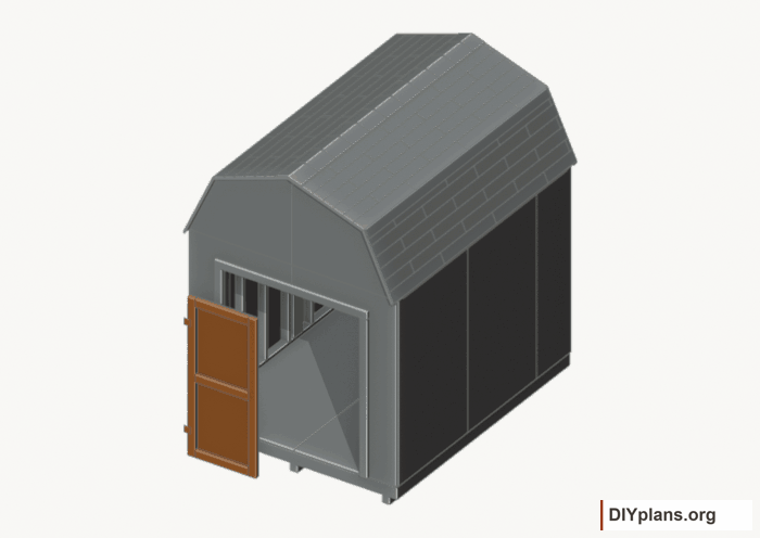 Build and hang the left door. Current components orange; earlier work gray. Movement.