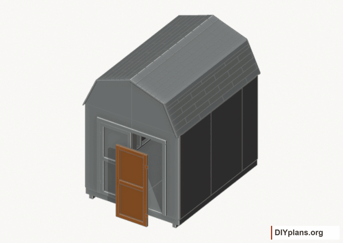 Build and hang the right door. Current components orange; earlier work gray. Movement.