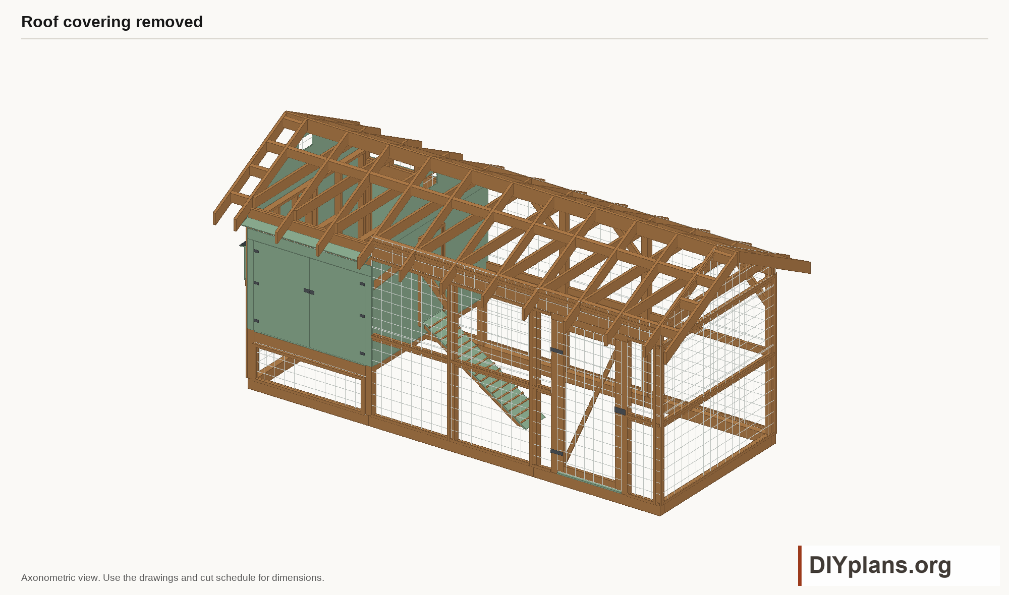 Coop with the roof covering and deck removed.