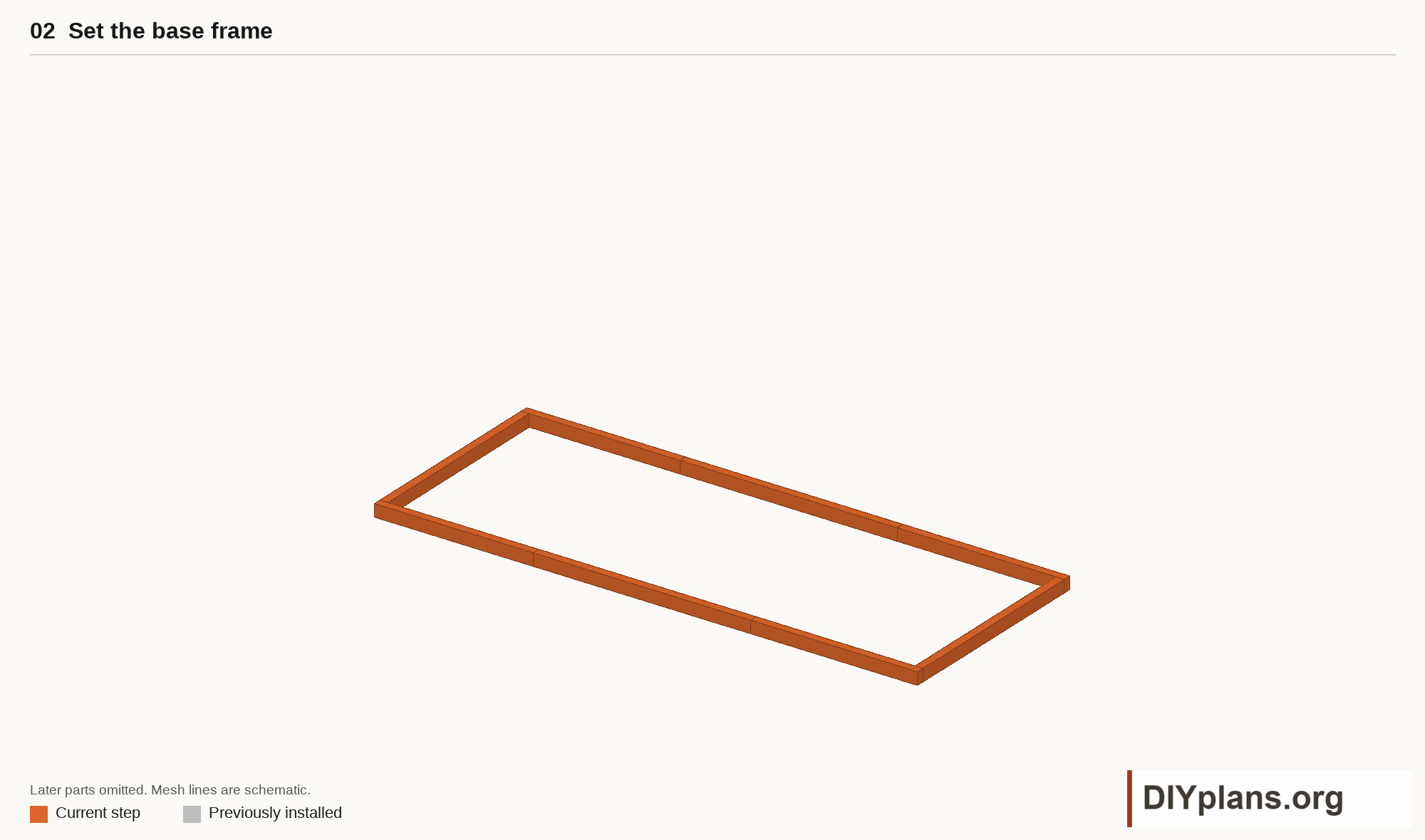 Set the perimeter timbers to the ground and height references.