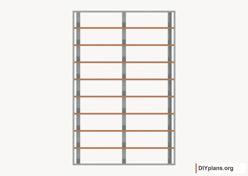 Install the floor joists. Current components orange; earlier work gray.
