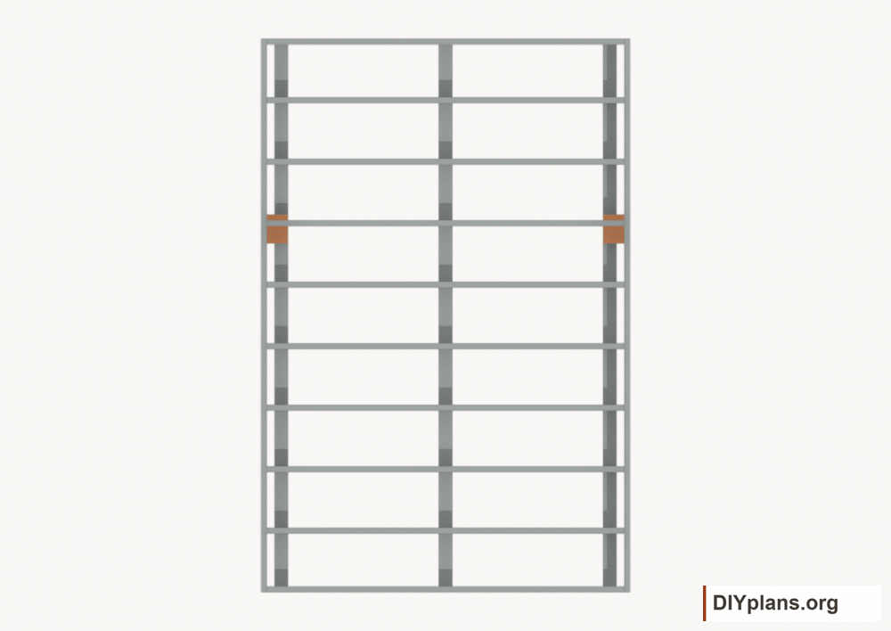 Install the loft bearing blocks. Current components orange; earlier work gray.
