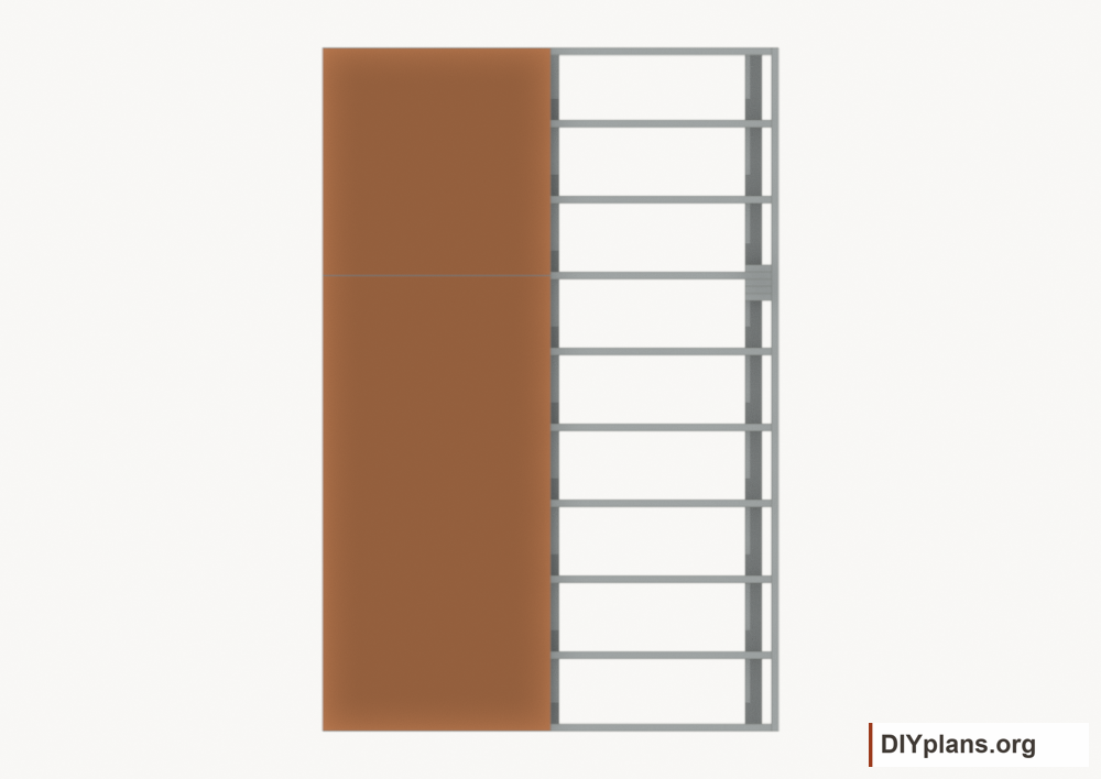 Lay floor strip 1. Current components orange; earlier work gray.