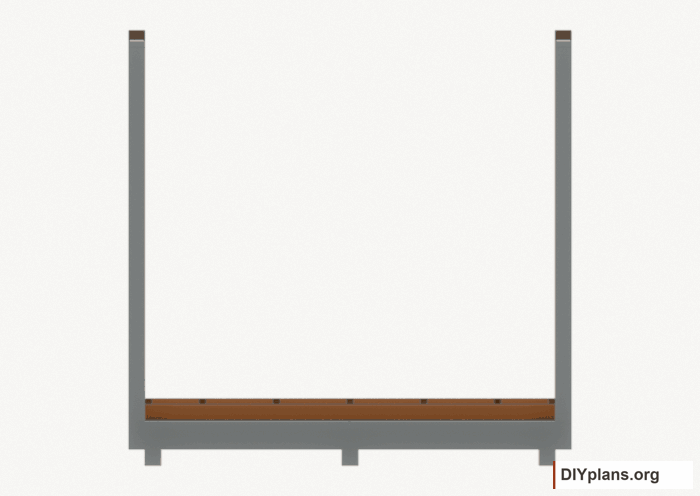 Assemble and raise the rear wall. Current components orange; earlier work gray. Movement.