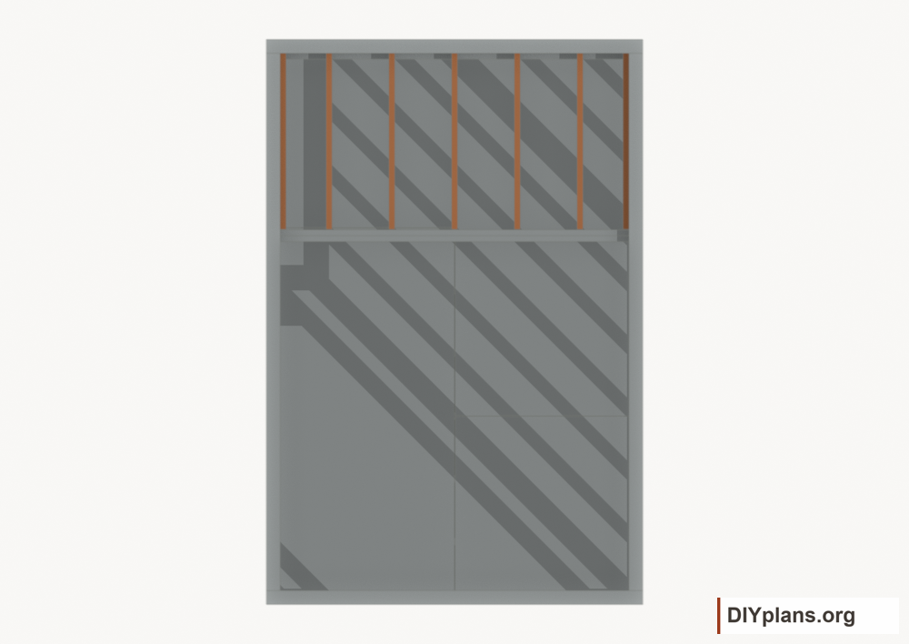 Install the loft joists. Current components orange; earlier work gray.