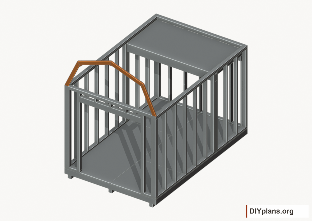 Raise the front end roof frame. Current components orange; earlier work gray.