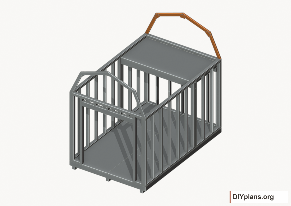 Raise the rear end roof frame. Current components orange; earlier work gray.