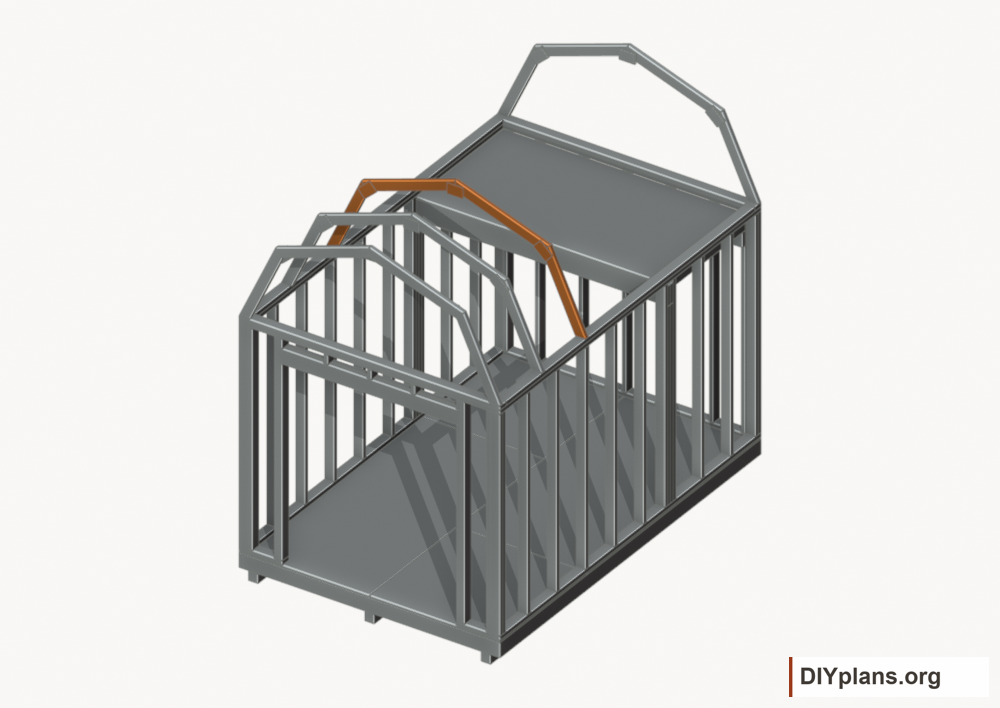 Raise the intermediate 2 roof frame. Current components orange; earlier work gray.