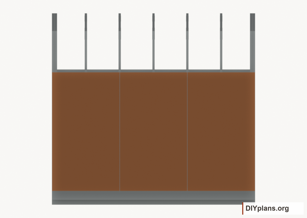 Fasten the left wall siding. Current components orange; earlier work gray.