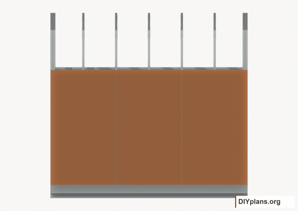 Fasten the right wall siding. Current components orange; earlier work gray.