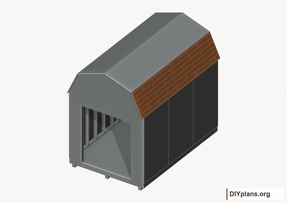 Shingle the lower roof facets. Current components orange; earlier work gray.