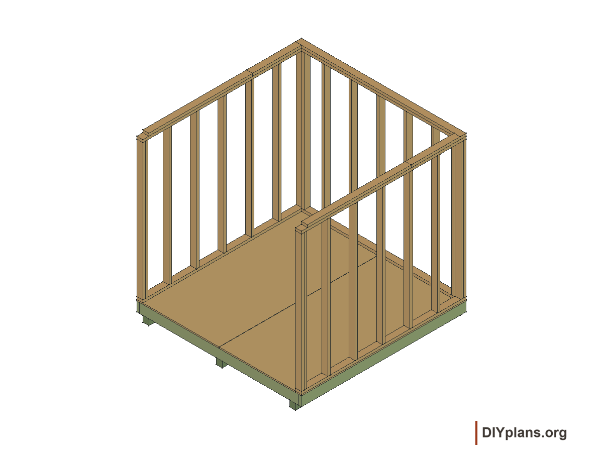 8 by 8 foot gambrel shed, back wall framing