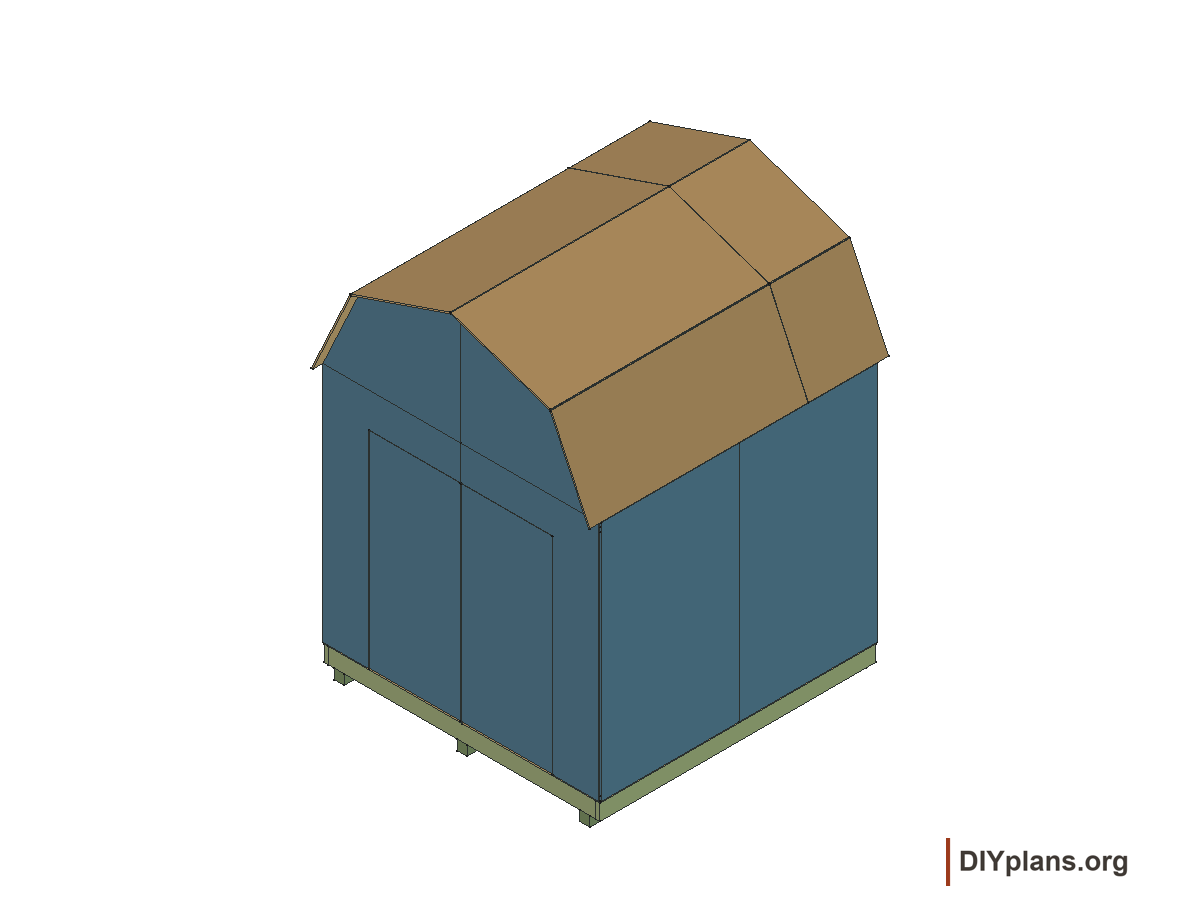 8 by 8 foot gambrel shed, door leaves