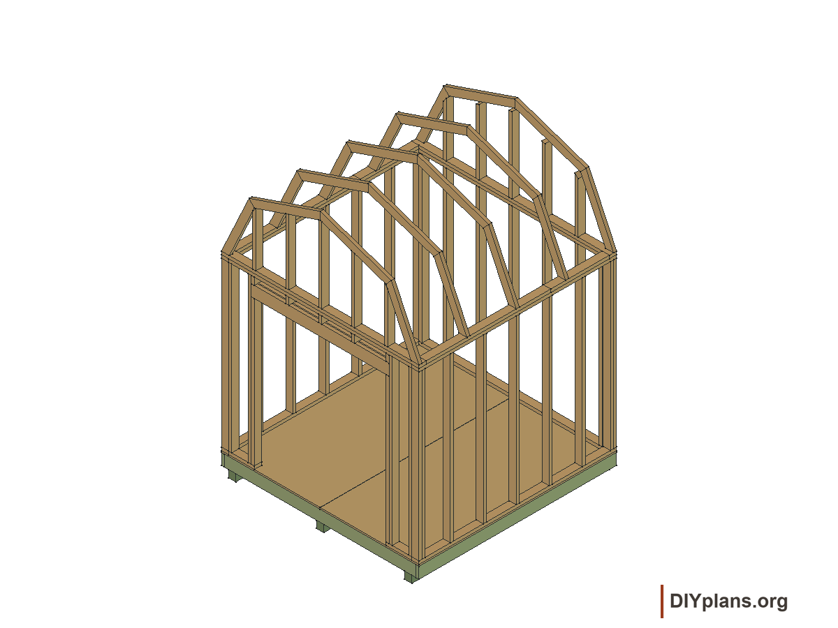 8 by 8 foot gambrel shed, gable studs