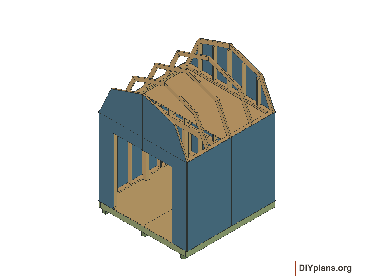 8 by 8 foot gambrel shed, gable panels