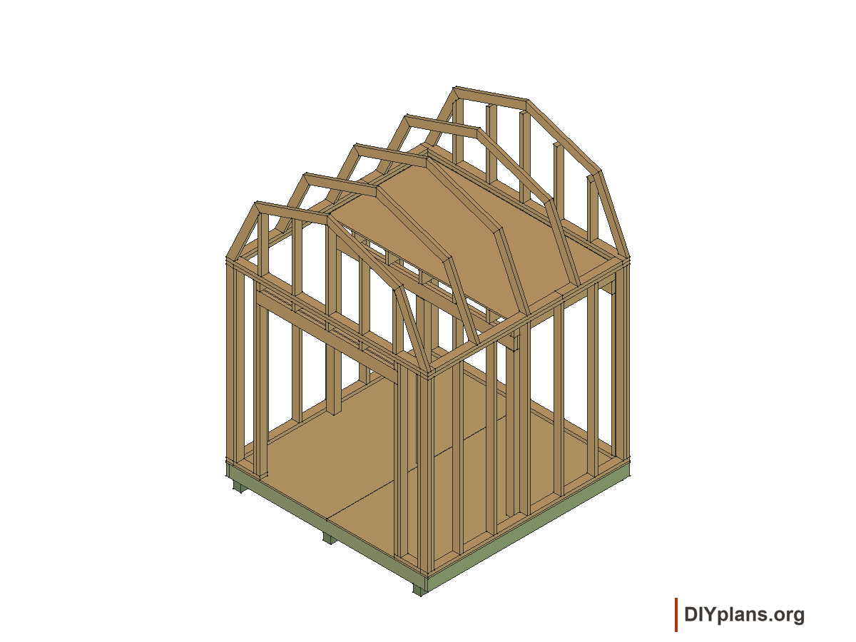 8 by 8 foot gambrel shed, loft panels