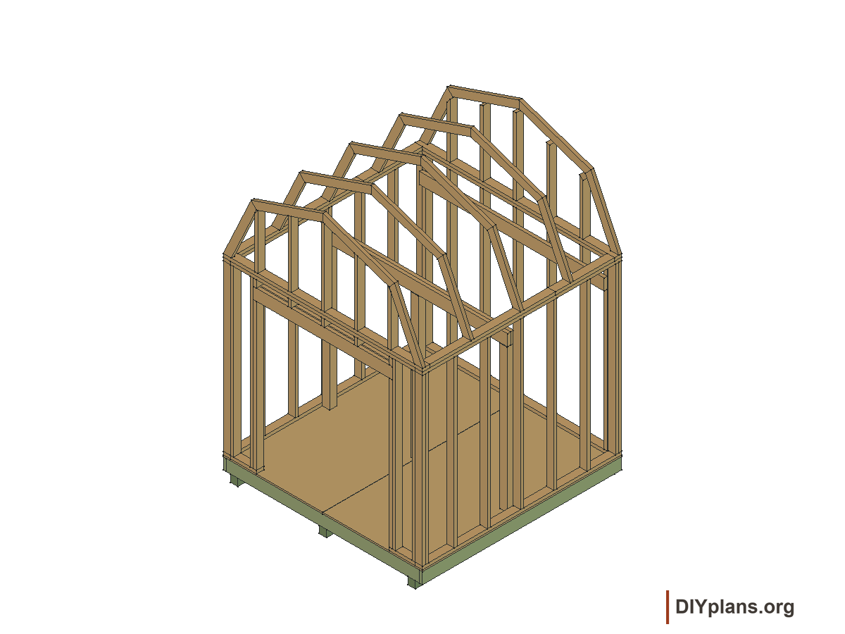 8 by 8 foot gambrel shed, loft posts and supports