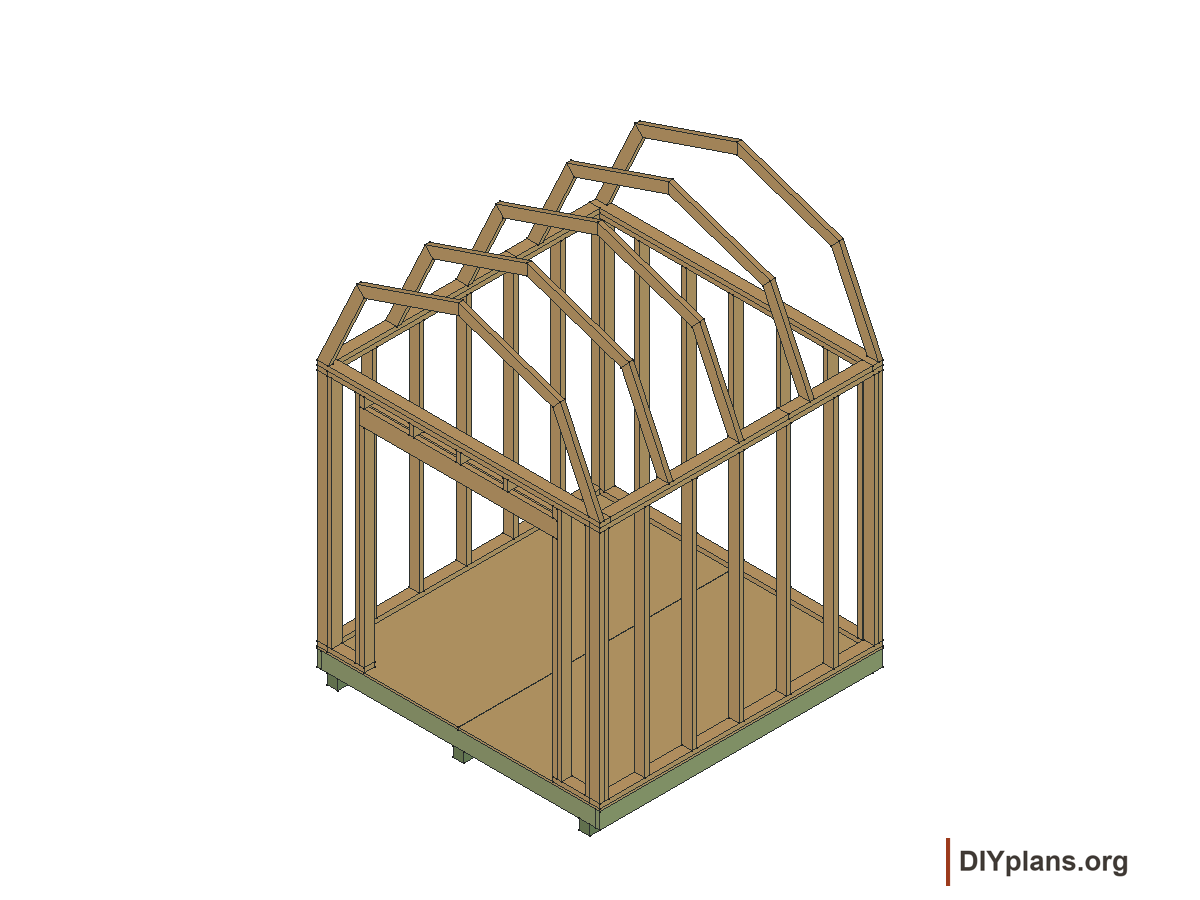 8 by 8 foot gambrel shed, gambrel roof frames