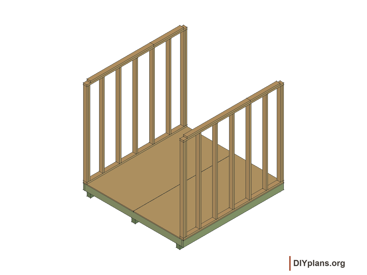 8 by 8 foot gambrel shed, side wall framing