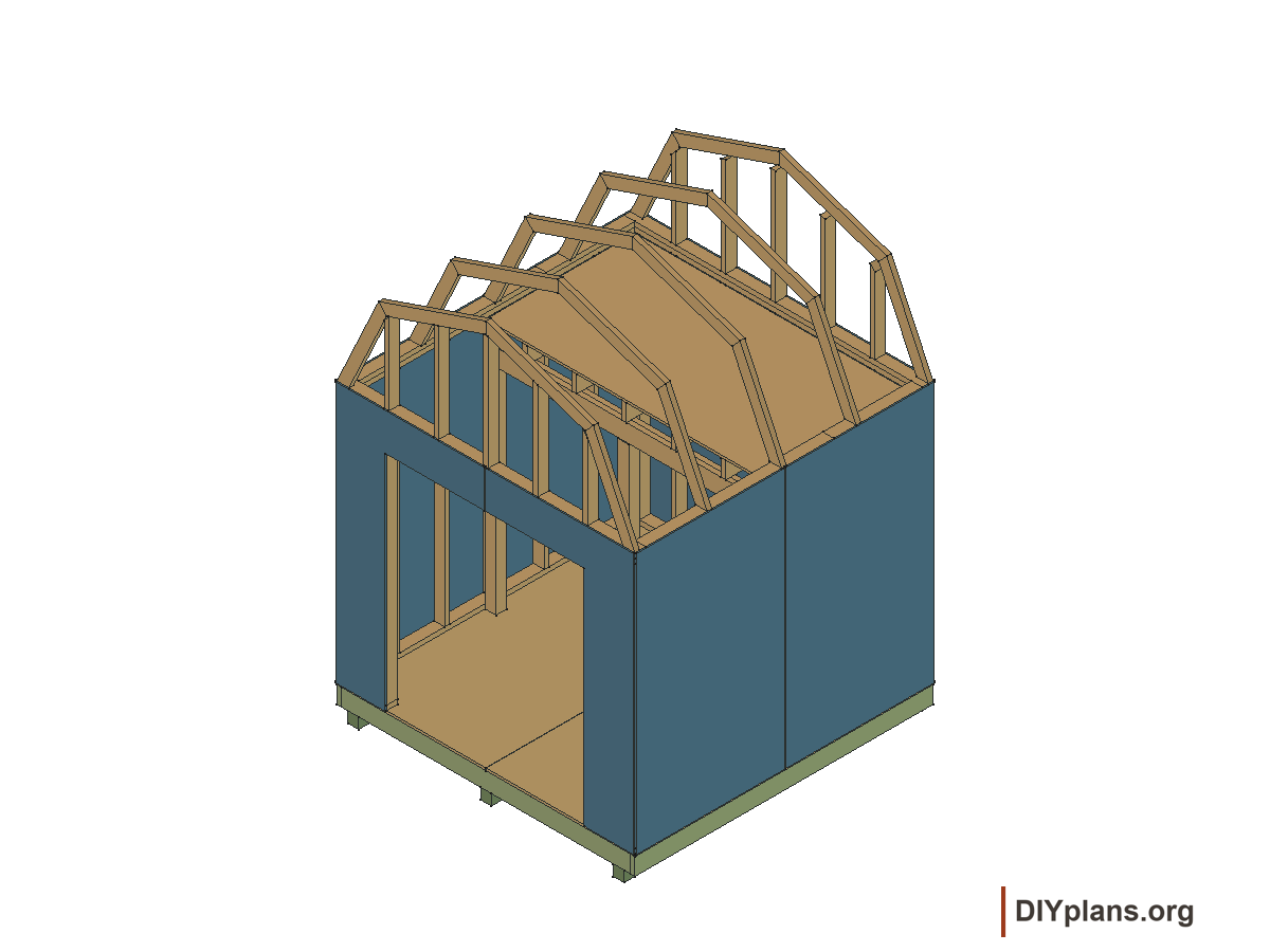 8 by 8 foot gambrel shed, wall panels