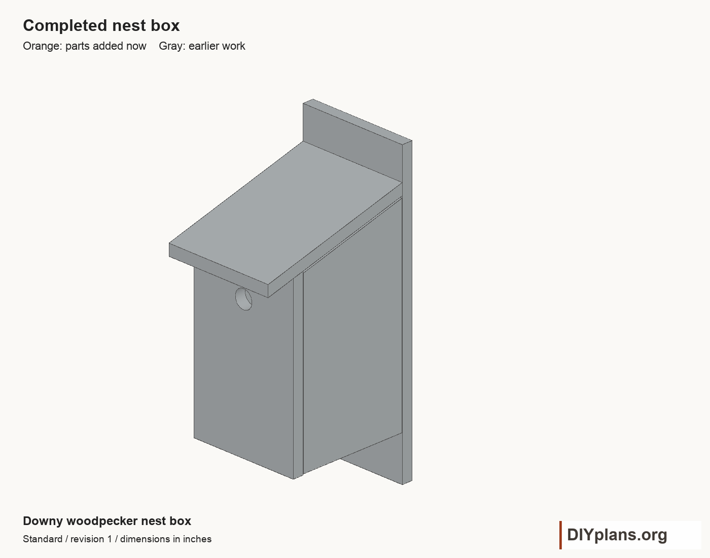 Downy woodpecker nest box overview