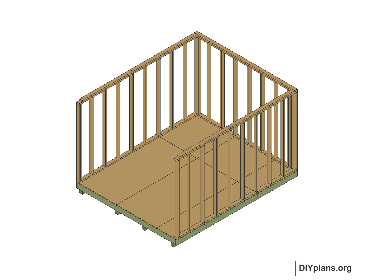 10 by 12 foot gambrel shed, back wall framing